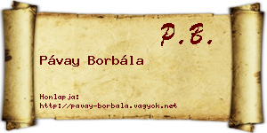 Pávay Borbála névjegykártya