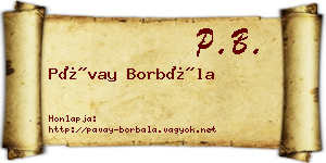 Pávay Borbála névjegykártya